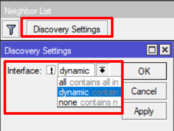 default neighboor discovery settings